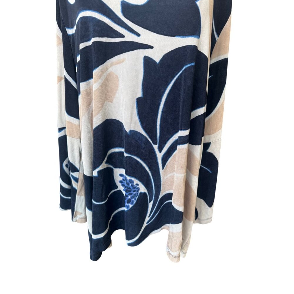 Chicos Travelers Slinky Knit Long Sleeve‎ Floral Top Size 3 XL Artsy Art To Wear - Picture 3 of 8